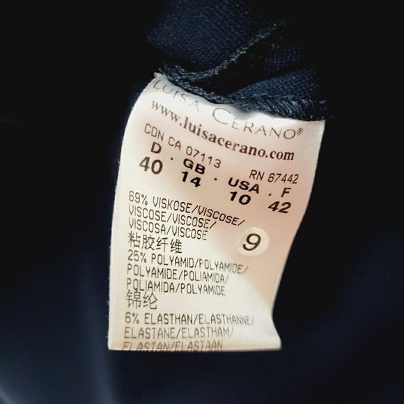 Luisa Serano Navy Fit and Flare 3/4 Sleeve Top - Picture 9 of 12